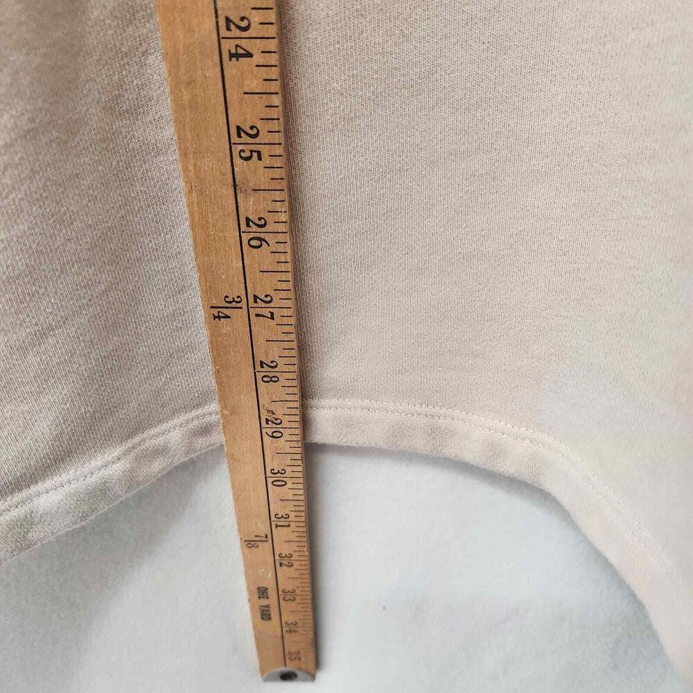 Beige Midi Skirt Womens Small Terry Cloth Lined Zip Detail Neutral Minimalist - Picture 4 of 8